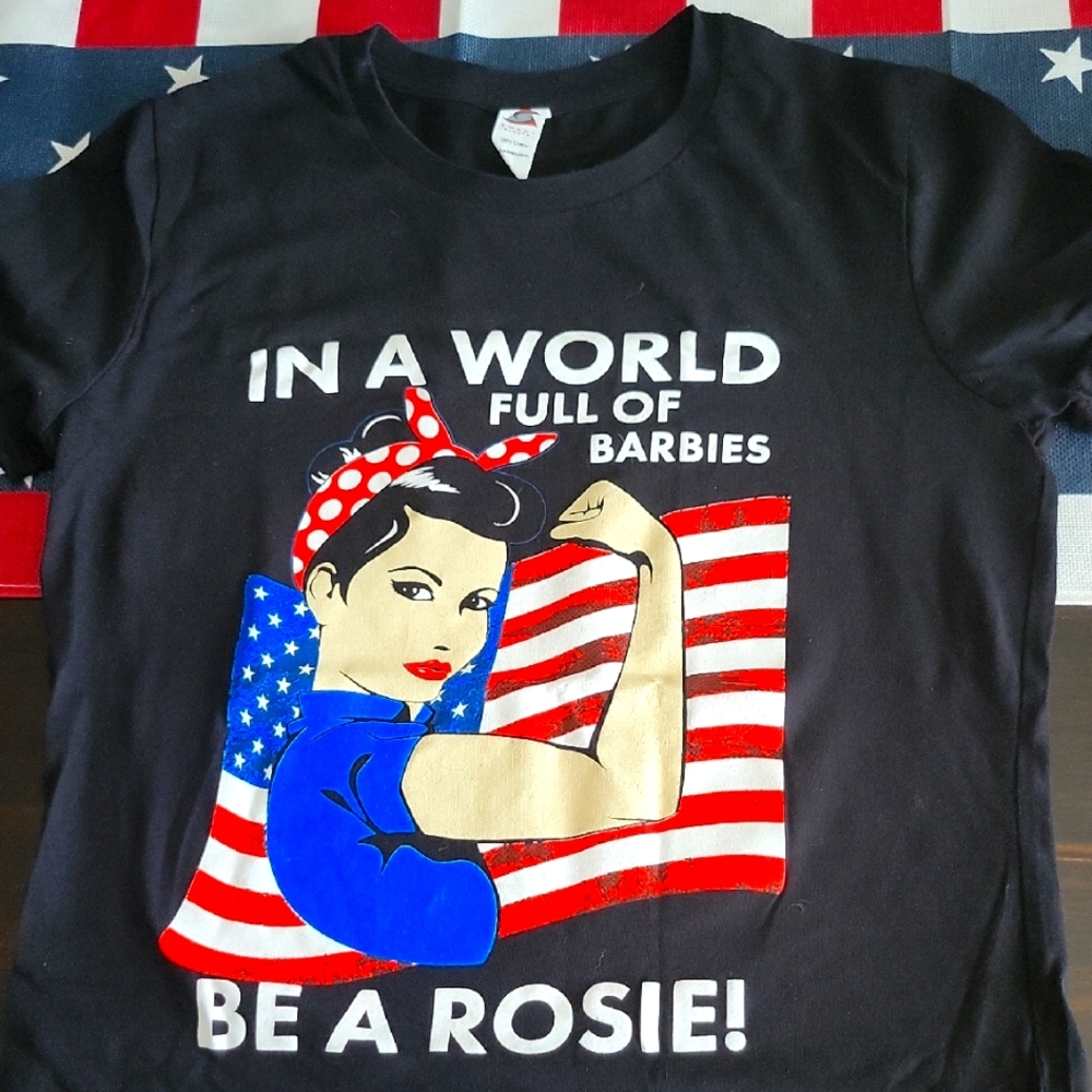 Black Graphic Tee with Rosie Design